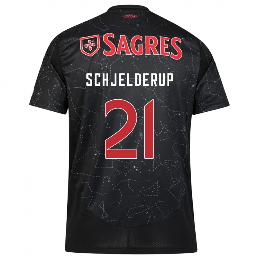 Danxen Herren Andreas Schjelderup #21 Schwarz Rot Auswärtstrikot Trikot 2024/25 T-Shirt Schweiz