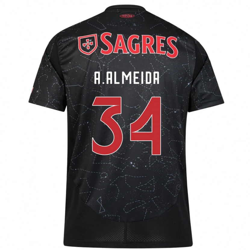 Danxen Herren Andre Almeida #34 Schwarz Rot Auswärtstrikot Trikot 2024/25 T-Shirt Schweiz