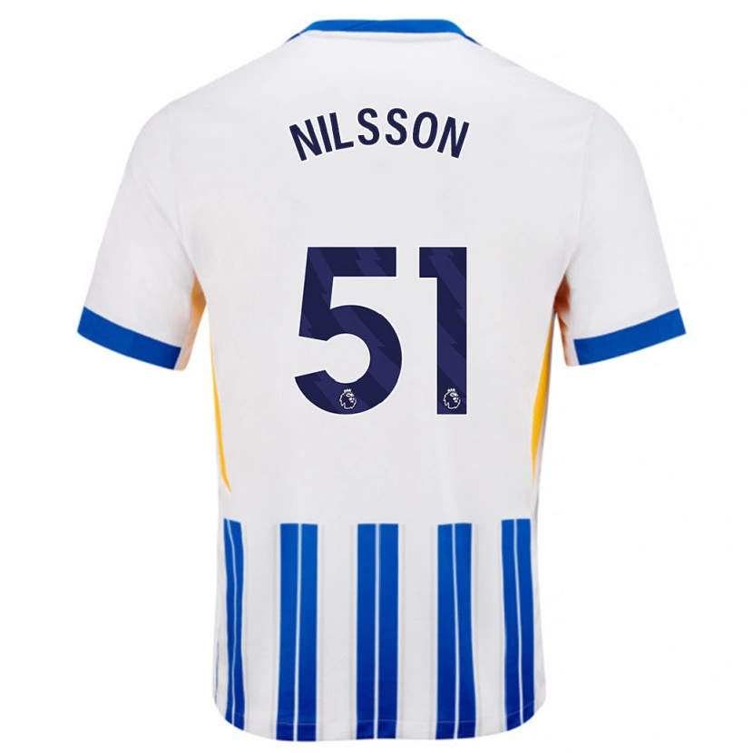 Danxen Damen Casper Nilsson #51 Weiß Blaue Nadelstreifen Heimtrikot Trikot 2024/25 T-Shirt Schweiz