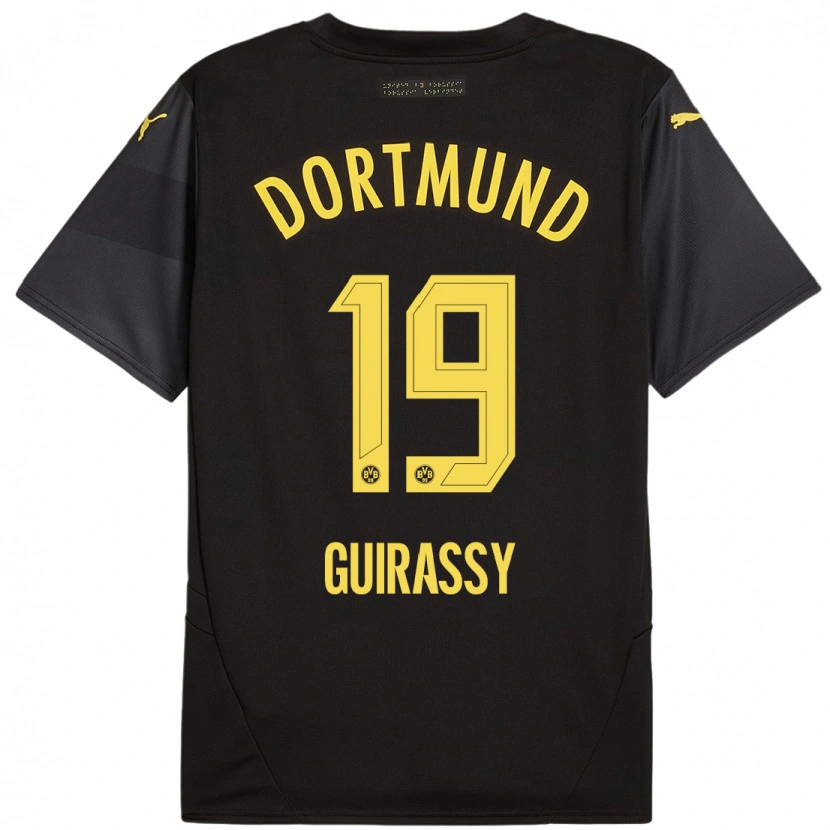 Danxen Damen Serhou Guirassy #19 Schwarz Gelb Auswärtstrikot Trikot 2024/25 T-Shirt Schweiz