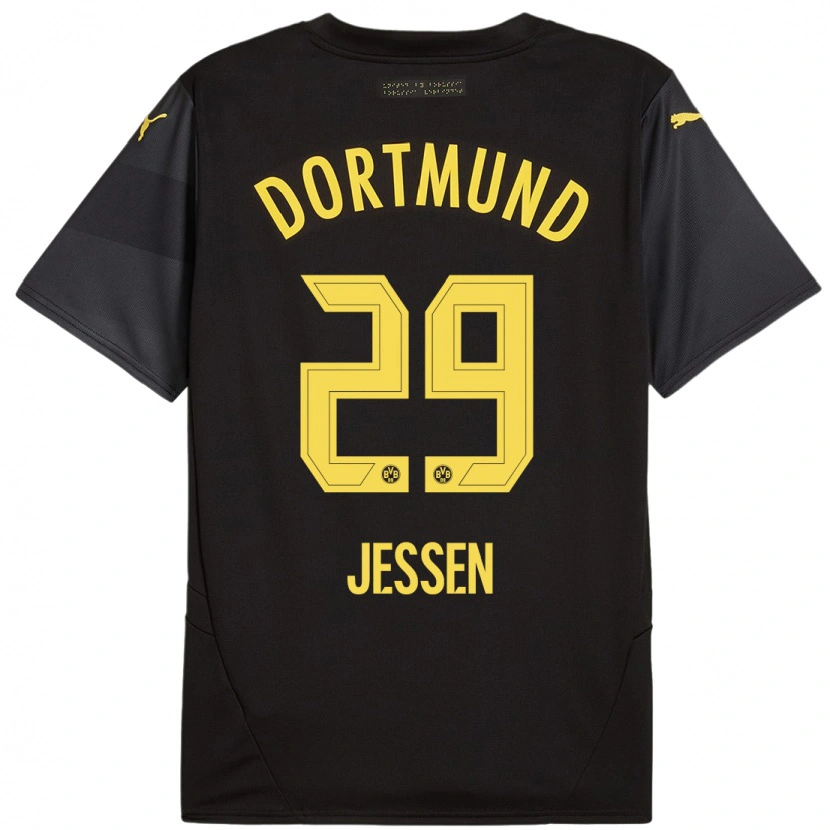 Danxen Damen Niklas Jessen #29 Schwarz Gelb Auswärtstrikot Trikot 2024/25 T-Shirt Schweiz