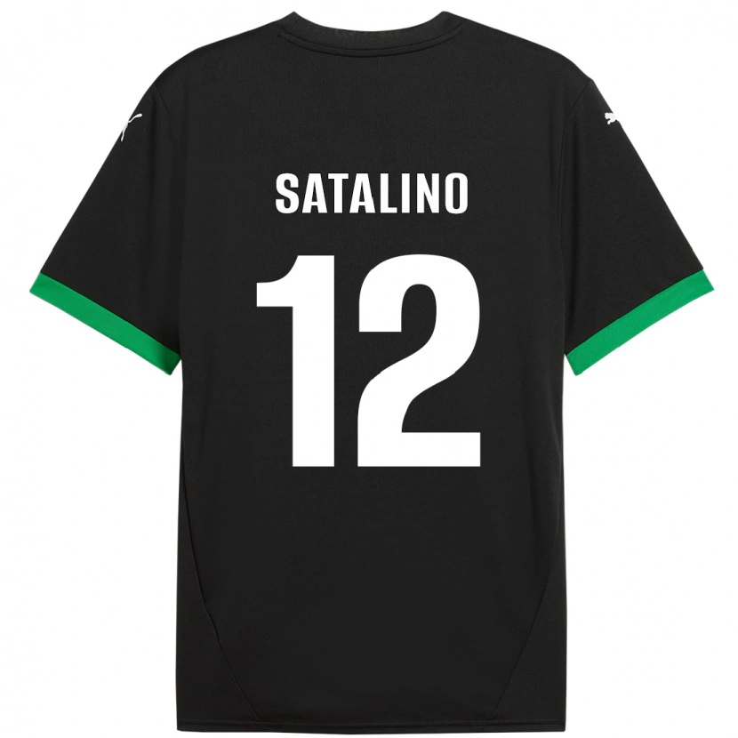 Danxen Kinder Giacomo Satalino #12 Schwarz Dunkelgrün Heimtrikot Trikot 2024/25 T-Shirt Schweiz