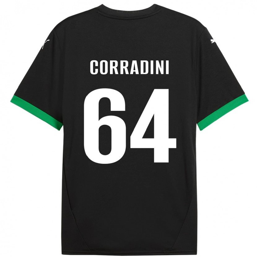 Danxen Kinder Francesco Corradini #64 Schwarz Dunkelgrün Heimtrikot Trikot 2024/25 T-Shirt Schweiz