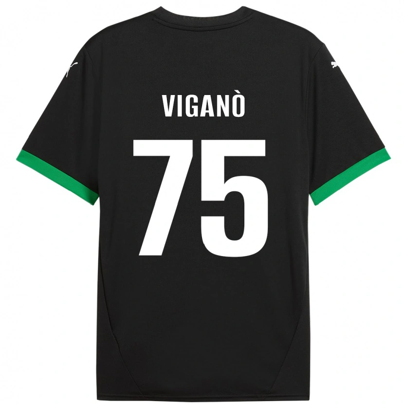 Danxen Kinder Lorenzo Viganò #75 Schwarz Dunkelgrün Heimtrikot Trikot 2024/25 T-Shirt Schweiz