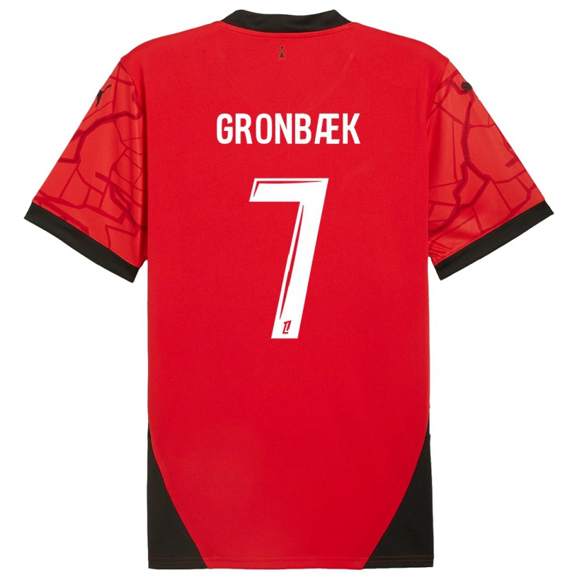 Danxen Kinder Albert Grønbaek #7 Rot Schwarz Heimtrikot Trikot 2024/25 T-Shirt Schweiz