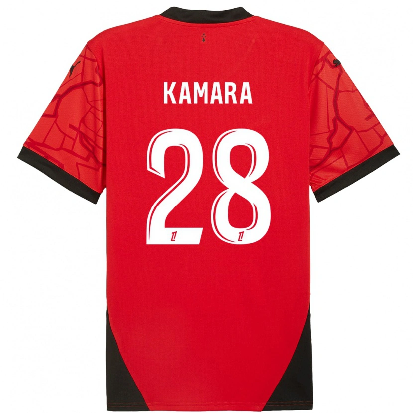 Danxen Kinder Glen Kamara #28 Rot Schwarz Heimtrikot Trikot 2024/25 T-Shirt Schweiz