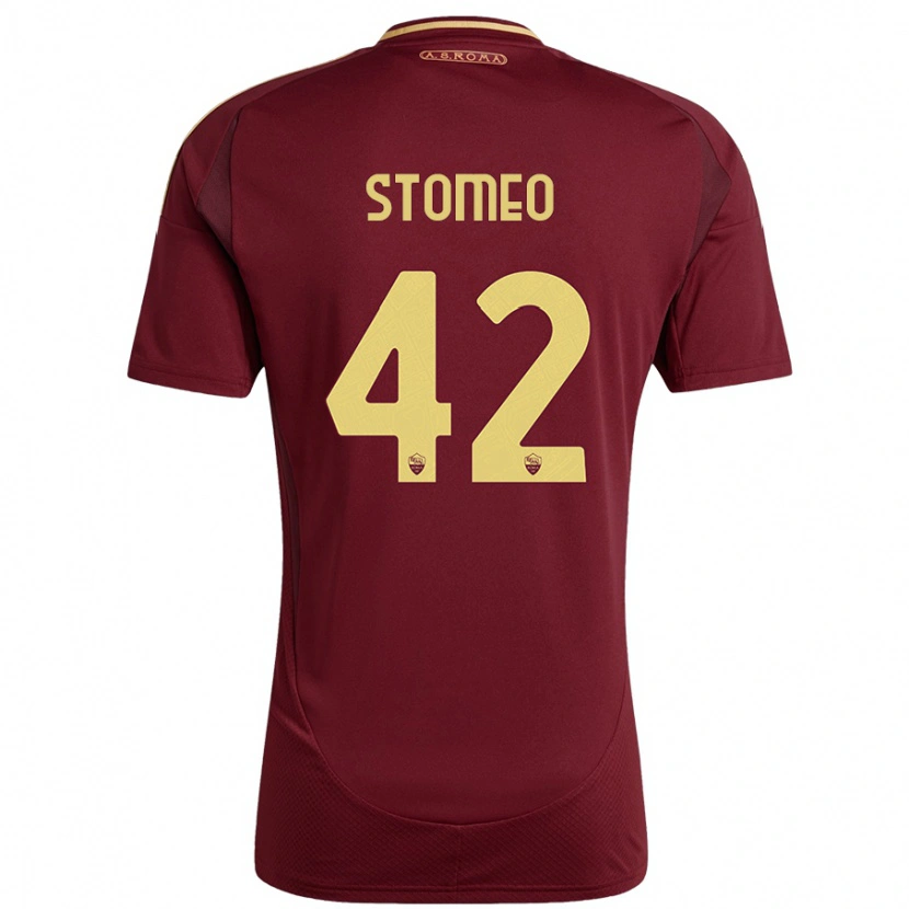 Danxen Kinder Giorgio Stomeo #42 Rot Braun Gold Heimtrikot Trikot 2024/25 T-Shirt Schweiz