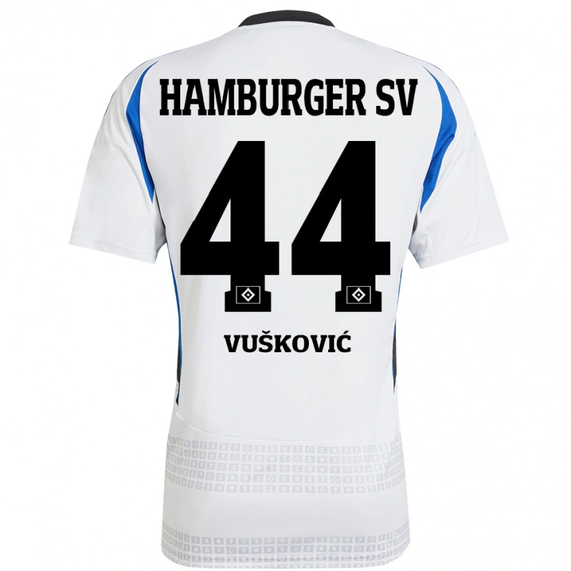 Danxen Kinder Mario Vuskovic #44 Weiß Blau Heimtrikot Trikot 2024/25 T-Shirt Schweiz