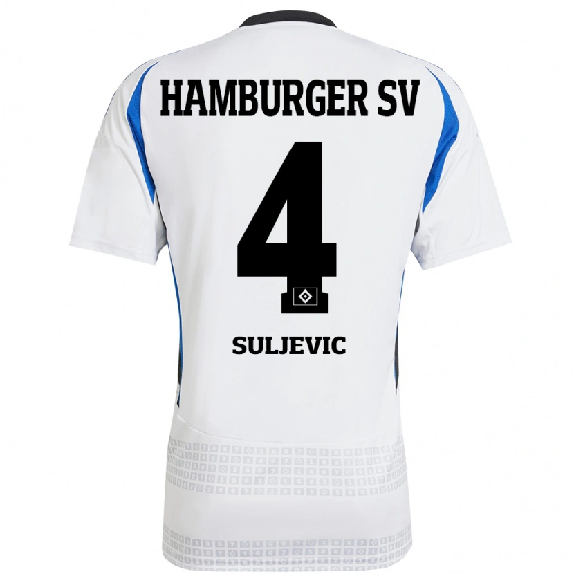 Danxen Kinder Almin Suljevic #4 Weiß Blau Heimtrikot Trikot 2024/25 T-Shirt Schweiz