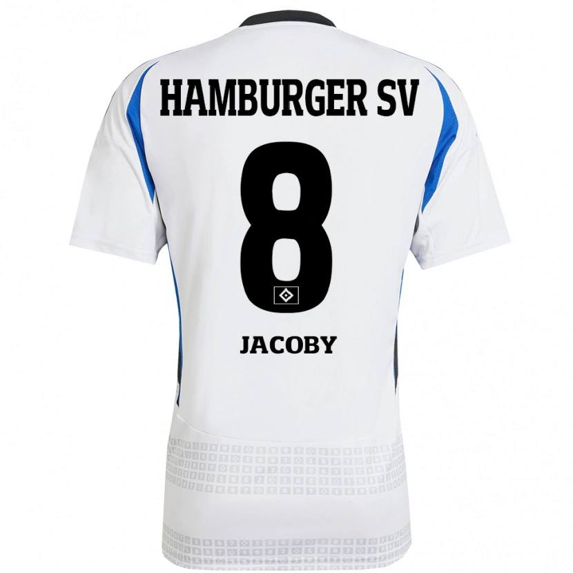 Danxen Kinder Leandro Jacoby #8 Weiß Blau Heimtrikot Trikot 2024/25 T-Shirt Schweiz