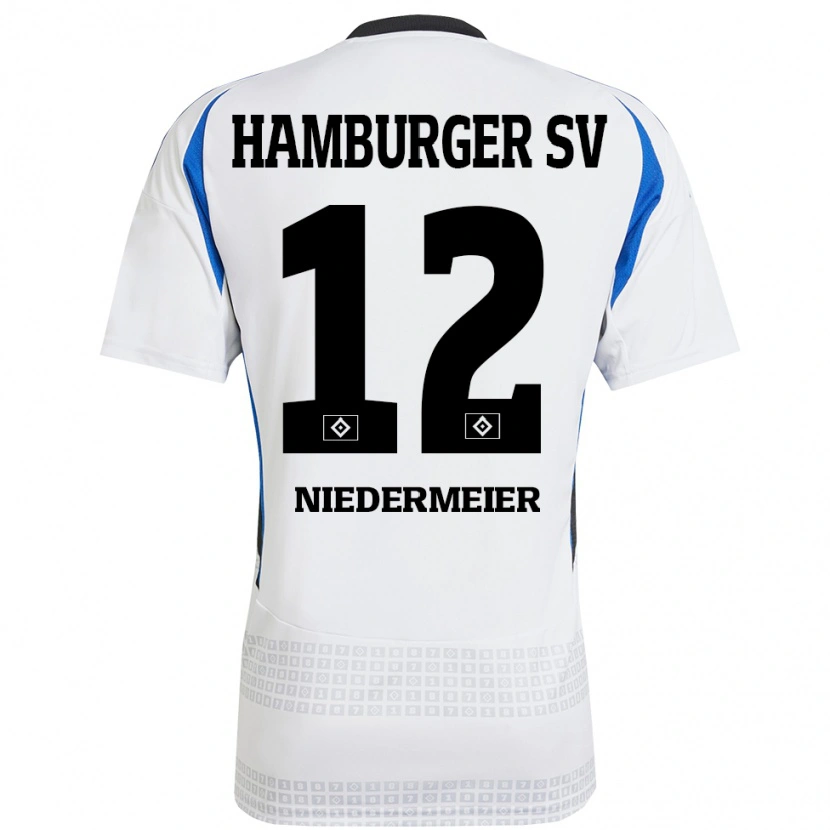 Danxen Kinder Philipp Niedermeier #12 Weiß Blau Heimtrikot Trikot 2024/25 T-Shirt Schweiz