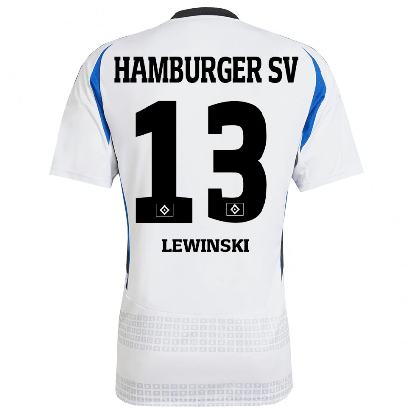 Danxen Kinder Fyn-Luca Lewinski #13 Weiß Blau Heimtrikot Trikot 2024/25 T-Shirt Schweiz