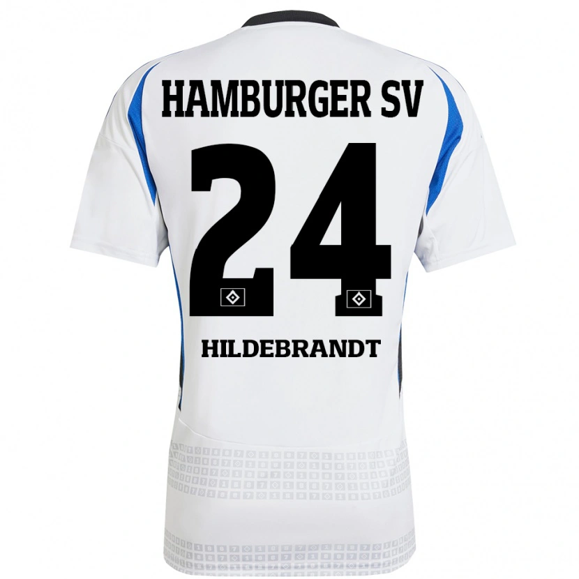 Danxen Kinder Tjark Hildebrandt #24 Weiß Blau Heimtrikot Trikot 2024/25 T-Shirt Schweiz