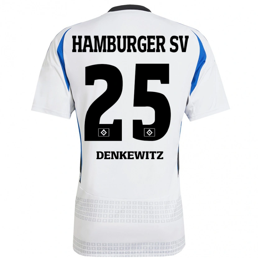 Danxen Kinder Nick Denkewitz #25 Weiß Blau Heimtrikot Trikot 2024/25 T-Shirt Schweiz