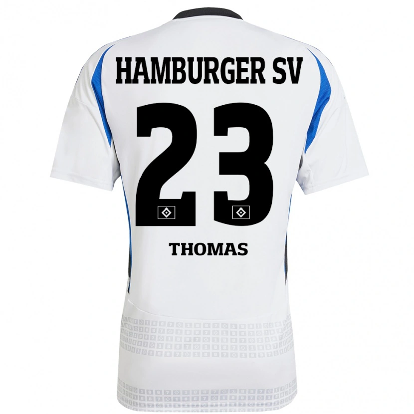 Danxen Kinder Aaliyah-Miléne Thomas #23 Weiß Blau Heimtrikot Trikot 2024/25 T-Shirt Schweiz