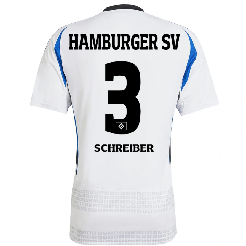 Danxen Kinder David Schreiber #3 Weiß Blau Heimtrikot Trikot 2024/25 T-Shirt Schweiz