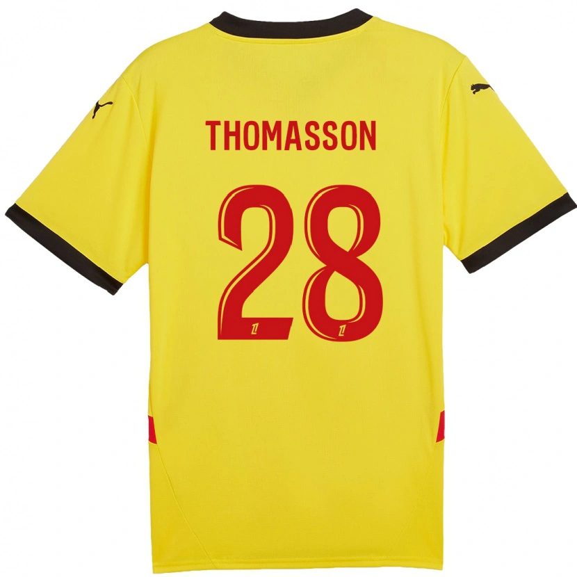 Danxen Kinder Adrien Thomasson #28 Gelb Rot Heimtrikot Trikot 2024/25 T-Shirt Schweiz