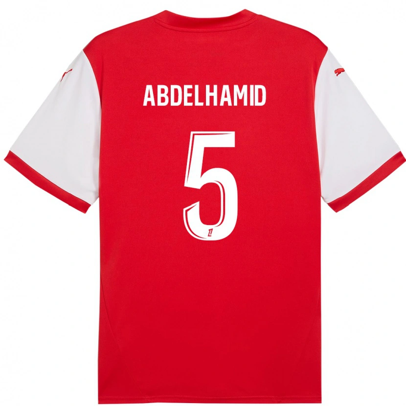 Danxen Kinder Yunis Abdelhamid #5 Rot Weiß Heimtrikot Trikot 2024/25 T-Shirt Schweiz