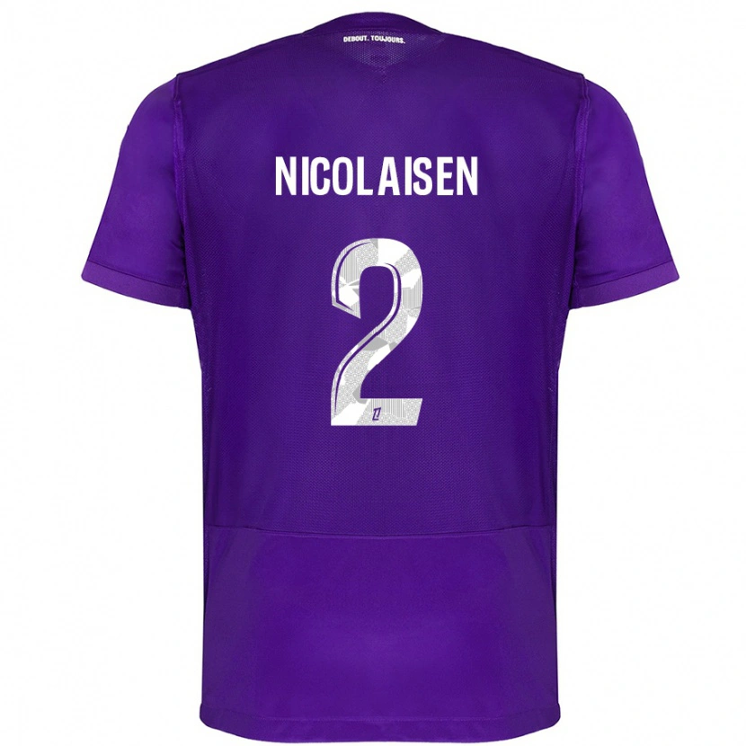 Danxen Kinder Rasmus Nicolaisen #2 Violett Weiß Heimtrikot Trikot 2024/25 T-Shirt Schweiz