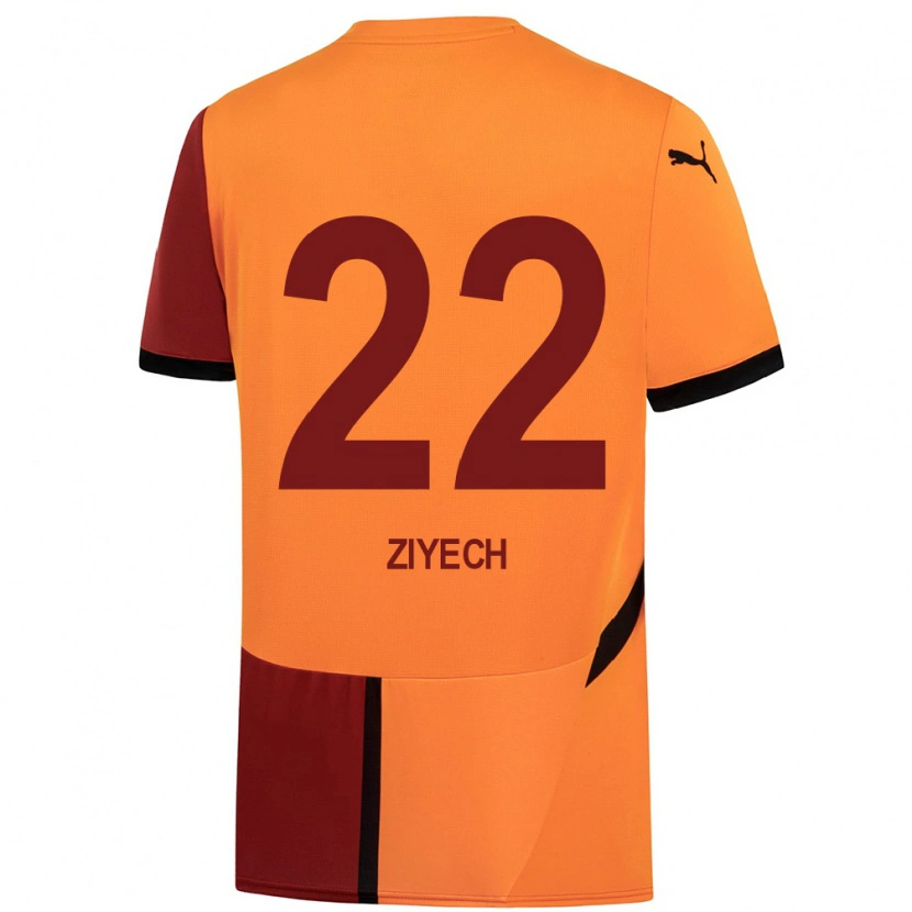 Danxen Kinder Hakim Ziyech #22 Gelb Rot Heimtrikot Trikot 2024/25 T-Shirt Schweiz