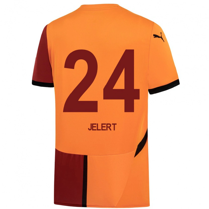 Danxen Kinder Elias Jelert #24 Gelb Rot Heimtrikot Trikot 2024/25 T-Shirt Schweiz