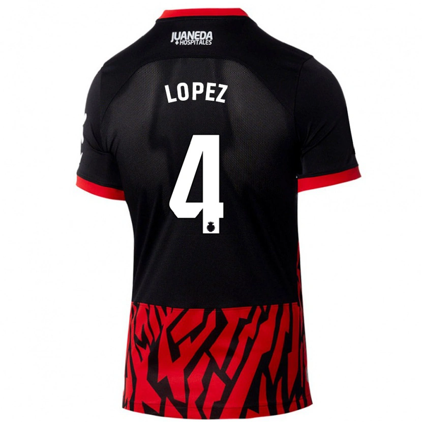 Danxen Kinder David López #4 Schwarz Rot Heimtrikot Trikot 2024/25 T-Shirt Schweiz