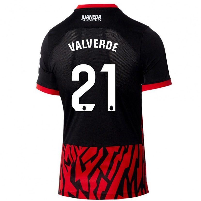 Danxen Kinder David Valverde #21 Schwarz Rot Heimtrikot Trikot 2024/25 T-Shirt Schweiz