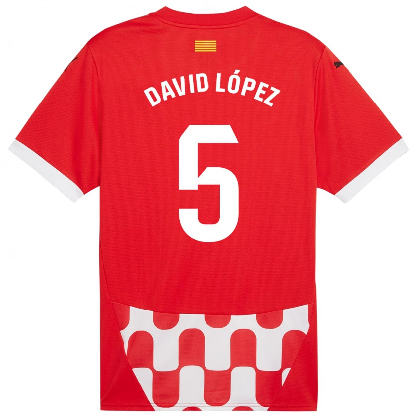 Danxen Kinder David López #5 Rot Weiß Heimtrikot Trikot 2024/25 T-Shirt Schweiz