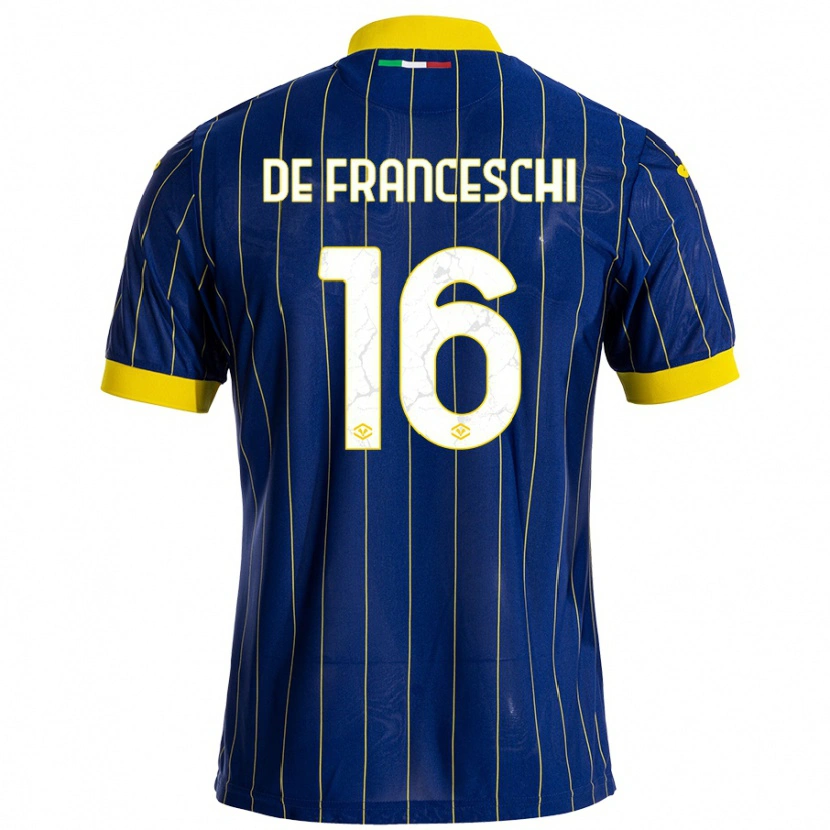 Danxen Kinder Edoardo De Franceschi #16 Blau Gelb Heimtrikot Trikot 2024/25 T-Shirt Schweiz