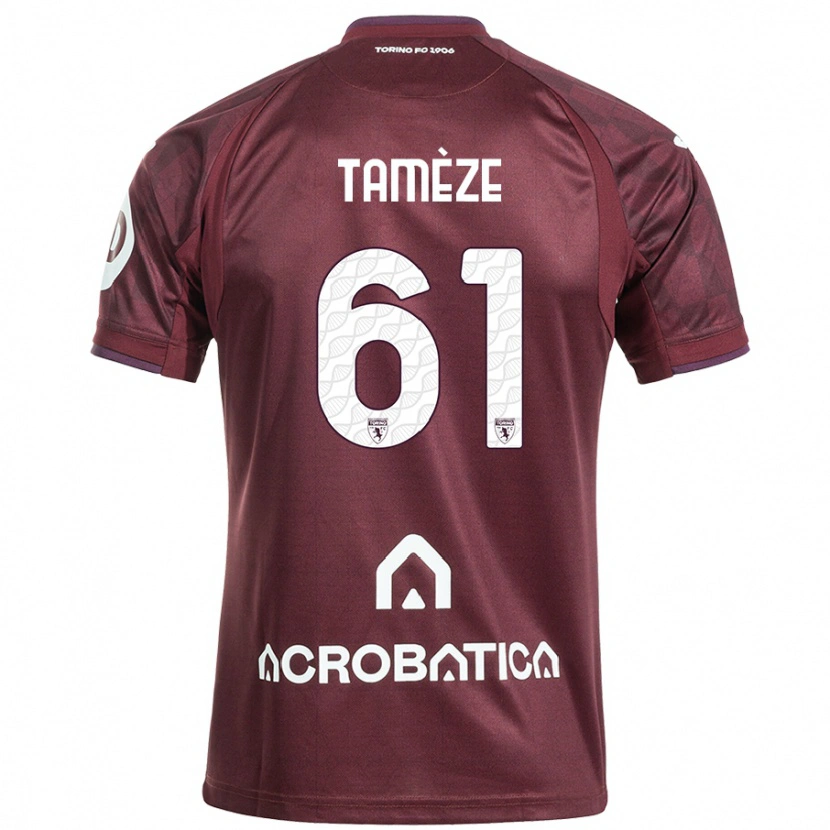 Danxen Kinder Adrien Tamèze #61 Kastanienbraun Weiß Heimtrikot Trikot 2024/25 T-Shirt Schweiz