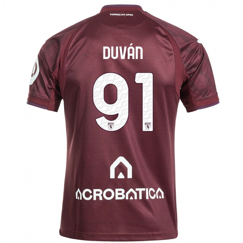 Danxen Kinder Duván Zapata #91 Kastanienbraun Weiß Heimtrikot Trikot 2024/25 T-Shirt Schweiz