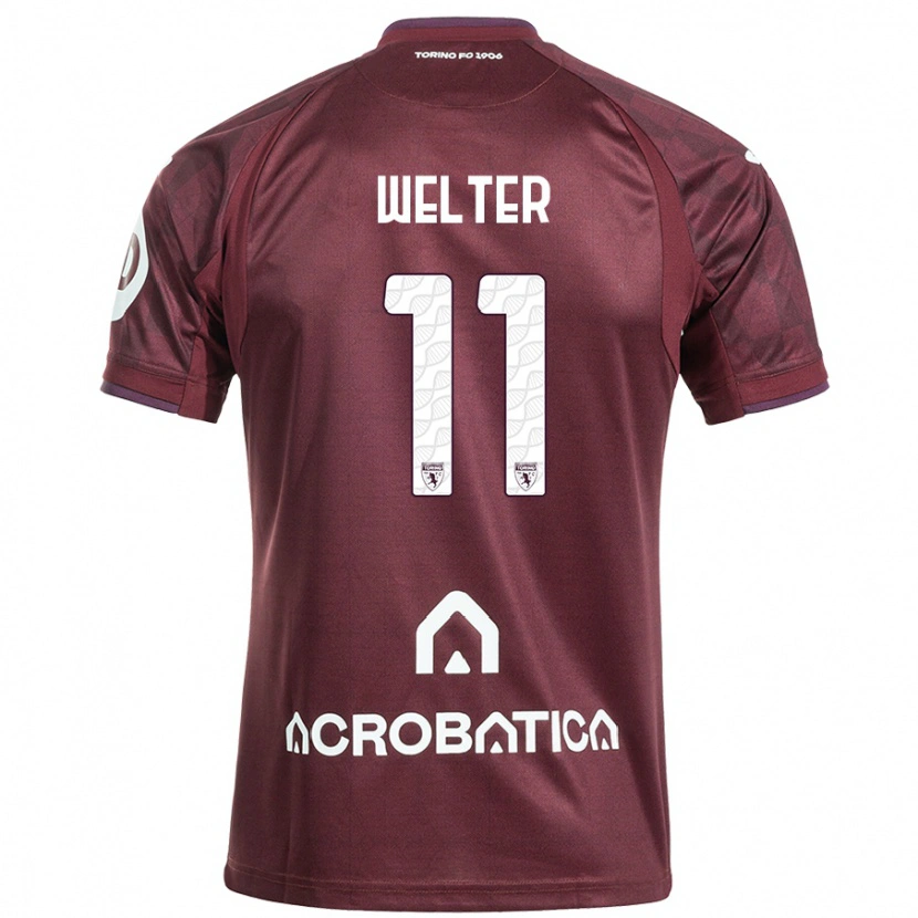 Danxen Kinder Francesca Welter #11 Kastanienbraun Weiß Heimtrikot Trikot 2024/25 T-Shirt Schweiz