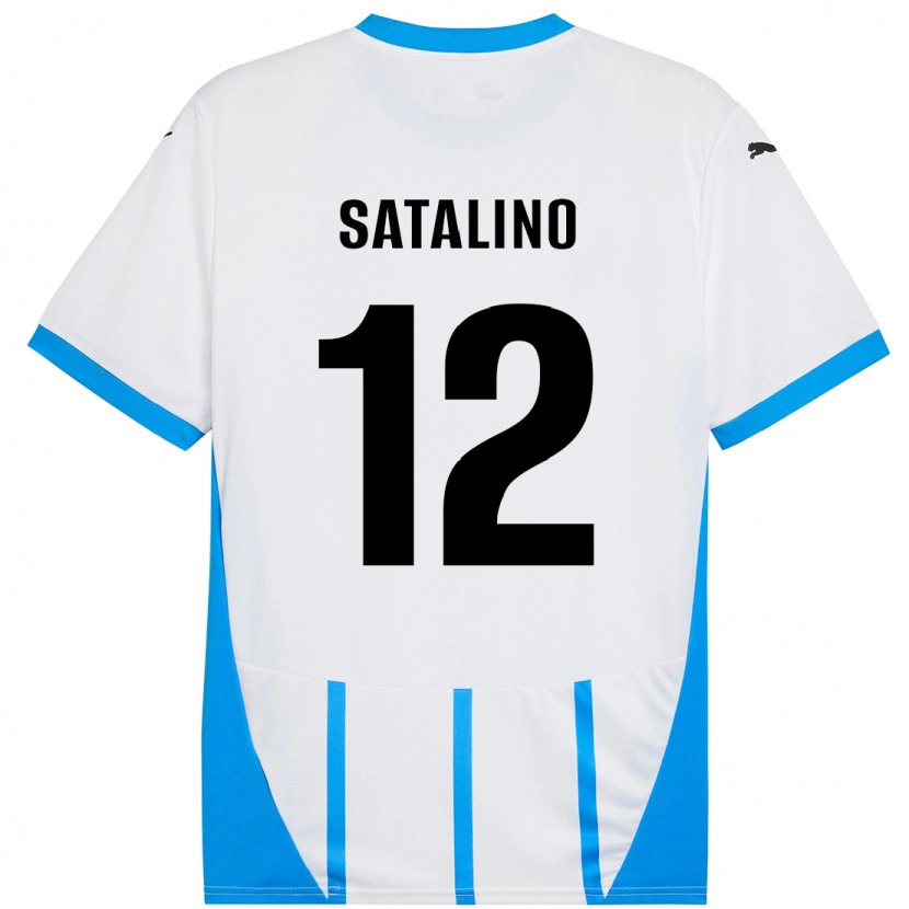 Danxen Kinder Giacomo Satalino #12 Weiß Blau Auswärtstrikot Trikot 2024/25 T-Shirt Schweiz