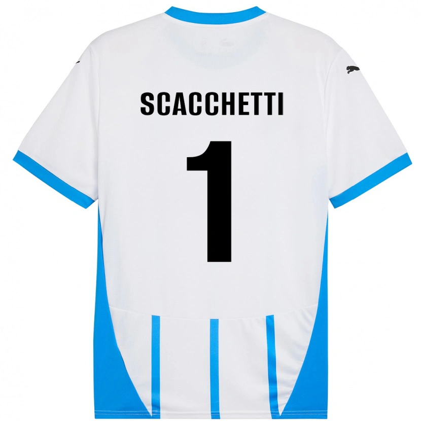 Danxen Kinder Alessandro Scacchetti #1 Weiß Blau Auswärtstrikot Trikot 2024/25 T-Shirt Schweiz