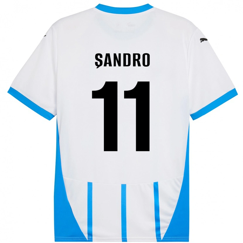 Danxen Kinder Denis Șandro #11 Weiß Blau Auswärtstrikot Trikot 2024/25 T-Shirt Schweiz