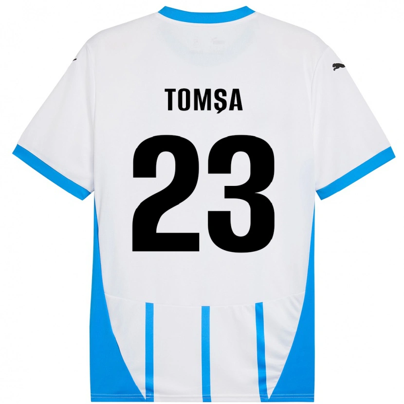 Danxen Kinder Troy Tomșa #23 Weiß Blau Auswärtstrikot Trikot 2024/25 T-Shirt Schweiz