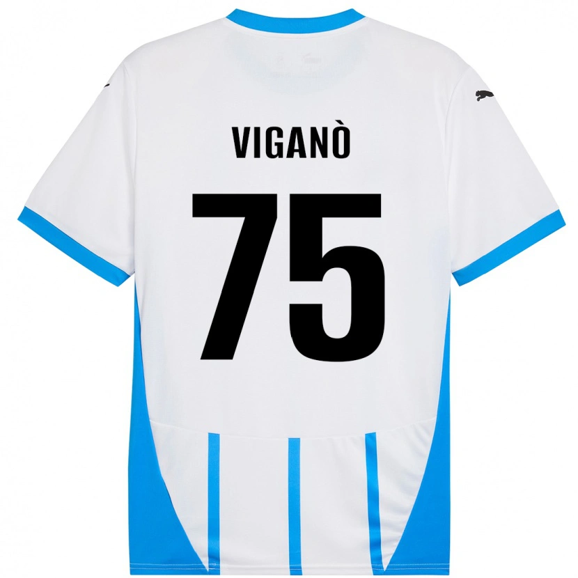 Danxen Kinder Lorenzo Viganò #75 Weiß Blau Auswärtstrikot Trikot 2024/25 T-Shirt Schweiz