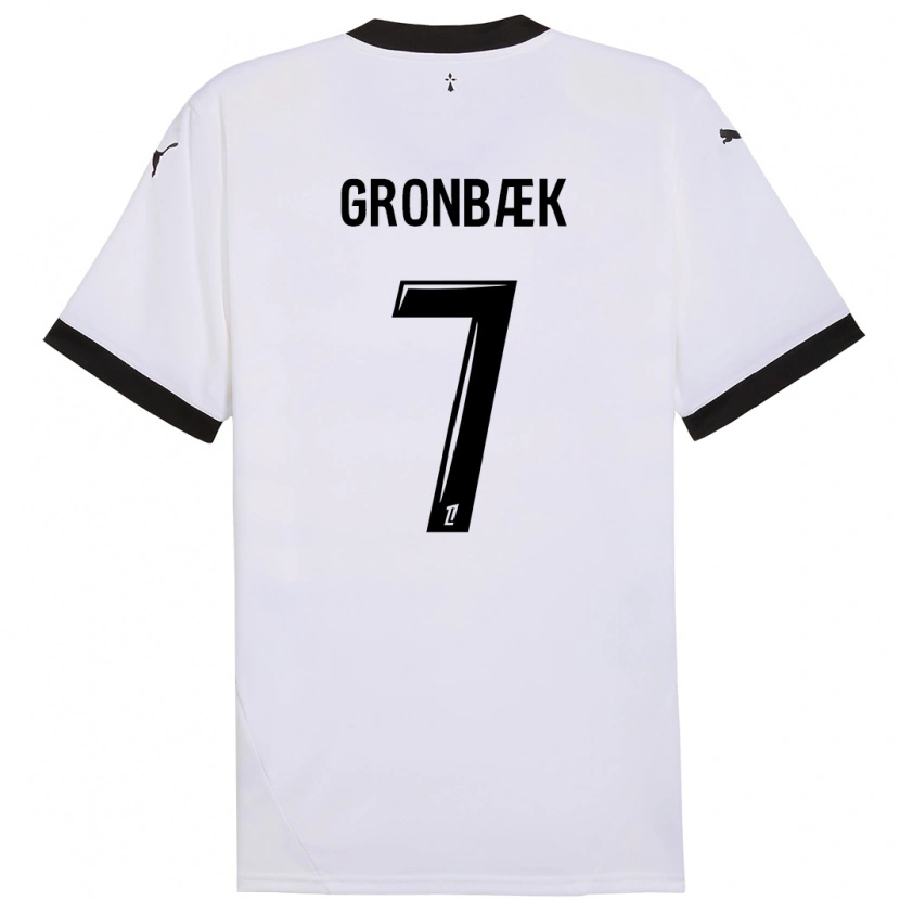 Danxen Kinder Albert Grønbaek #7 Weiß Schwarz Auswärtstrikot Trikot 2024/25 T-Shirt Schweiz