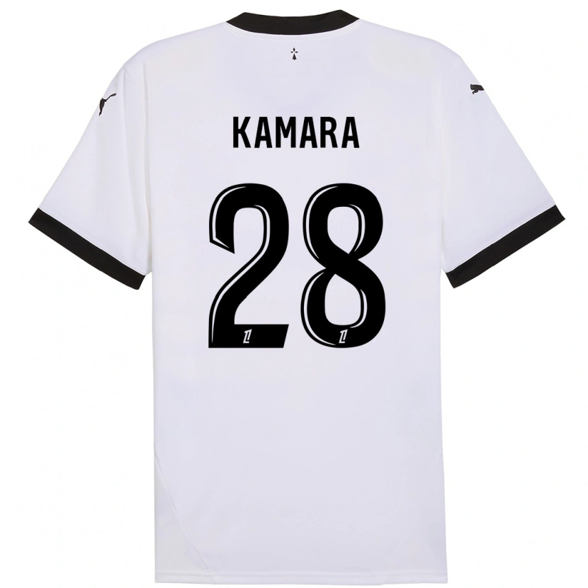 Danxen Kinder Glen Kamara #28 Weiß Schwarz Auswärtstrikot Trikot 2024/25 T-Shirt Schweiz