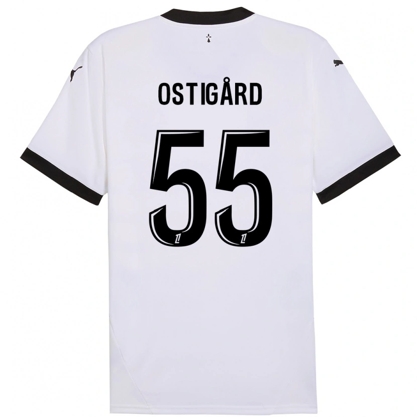 Danxen Kinder Leo Østigård #55 Weiß Schwarz Auswärtstrikot Trikot 2024/25 T-Shirt Schweiz