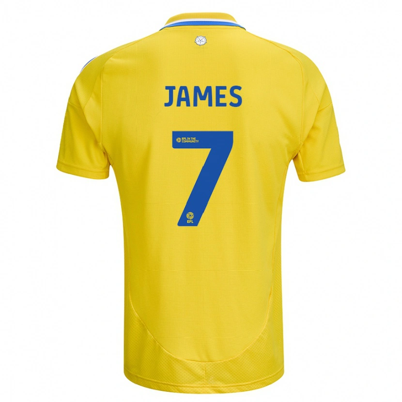 Danxen Kinder Daniel James #7 Gelb Blau Auswärtstrikot Trikot 2024/25 T-Shirt Schweiz