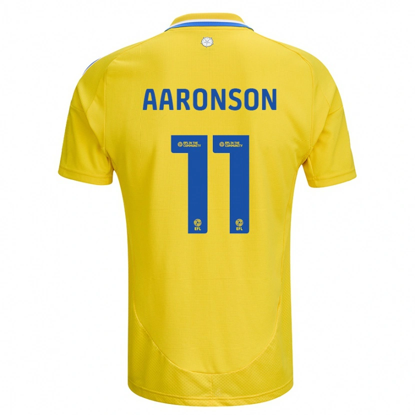 Danxen Kinder Brenden Aaronson #11 Gelb Blau Auswärtstrikot Trikot 2024/25 T-Shirt Schweiz