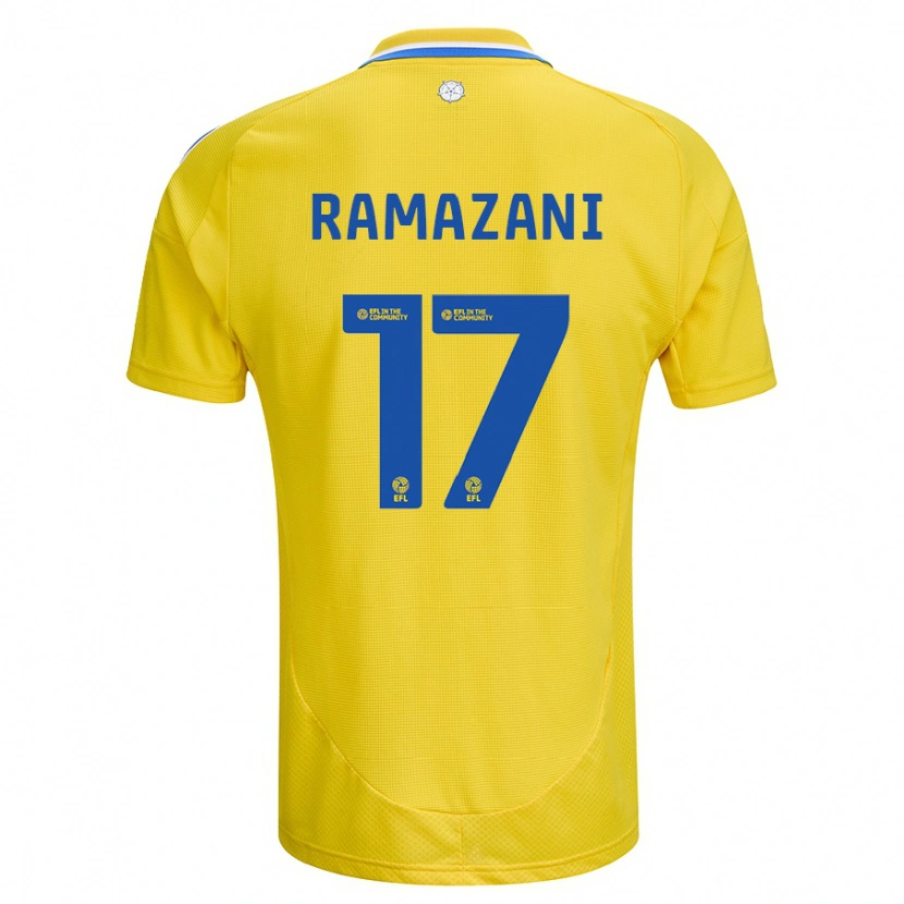 Danxen Kinder Largie Ramazani #17 Gelb Blau Auswärtstrikot Trikot 2024/25 T-Shirt Schweiz