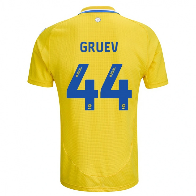 Danxen Kinder Ilia Gruev #44 Gelb Blau Auswärtstrikot Trikot 2024/25 T-Shirt Schweiz