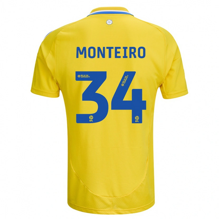 Danxen Kinder Diogo Monteiro #34 Gelb Blau Auswärtstrikot Trikot 2024/25 T-Shirt Schweiz