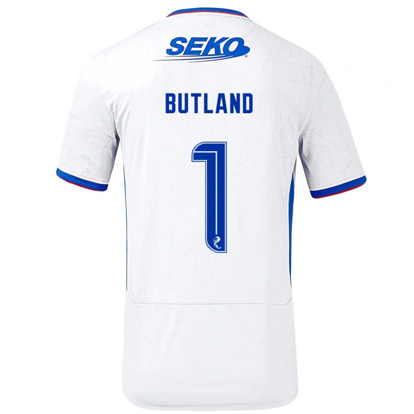 Danxen Kinder Jack Butland #1 Weiß Blau Auswärtstrikot Trikot 2024/25 T-Shirt Schweiz