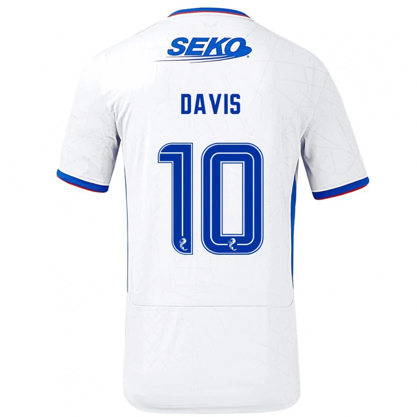 Danxen Kinder Steven Davis #10 Weiß Blau Auswärtstrikot Trikot 2024/25 T-Shirt Schweiz