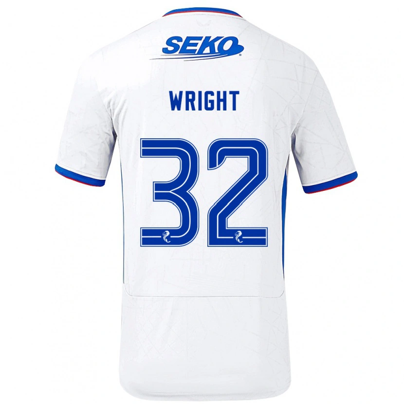 Danxen Kinder Kieran Wright #32 Weiß Blau Auswärtstrikot Trikot 2024/25 T-Shirt Schweiz