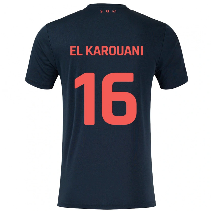 Danxen Kinder Souffian El Karouani #16 Schwarz Rot Auswärtstrikot Trikot 2024/25 T-Shirt Schweiz