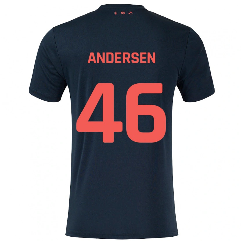 Danxen Kinder Silas Andersen #46 Schwarz Rot Auswärtstrikot Trikot 2024/25 T-Shirt Schweiz